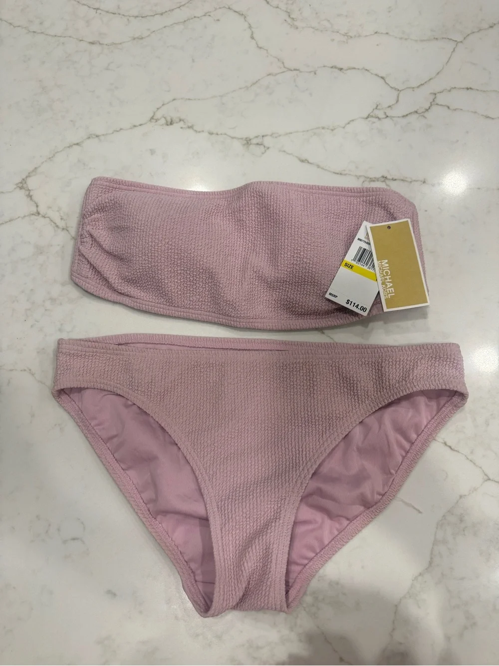 Michael Kors lilac Textured Bandeau Bikini Set